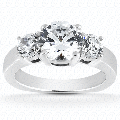 14KP Round  Cut Diamond Unique <br>Engagement Ring 0.50 CT. Three Stones Style