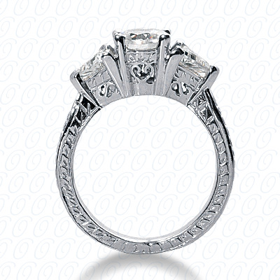 14 Karat White Gold  Cut Diamond Unique Engagement Ring 