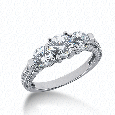 14 Karat White Gold  Cut Diamond Unique Engagement Ring 