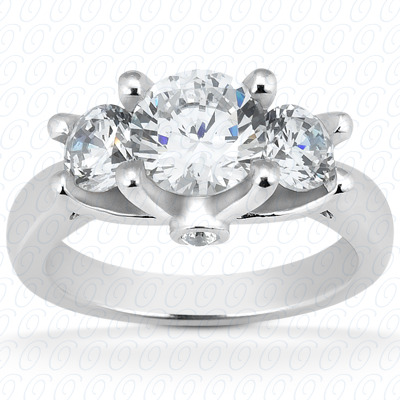 14KP Round  Cut Diamond Unique <br>Engagement Ring 0.54 CT. Three Stones Style