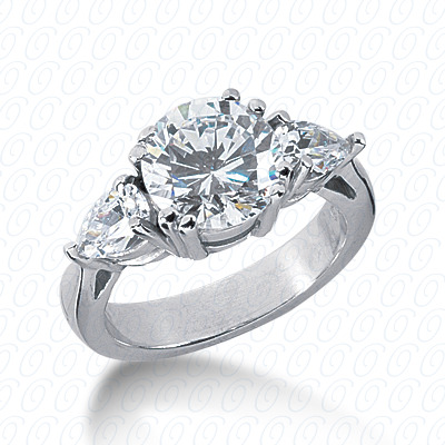 14KP Combination Cut Diamond Unique <br>Engagement Ring 0.80 CT. Three Stones Style