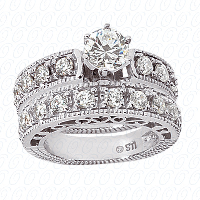 14 Karat White Gold  Cut Diamond Unique Engagement Ring 