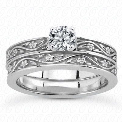14 Karat White Gold  Cut Diamond Unique Engagement Ring 