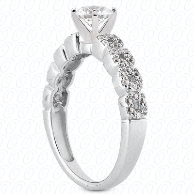 14 Karat White Gold  Cut Diamond Unique Engagement Ring 