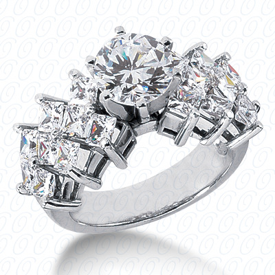 14 Karat White Gold  Cut Diamond Unique Engagement Ring 