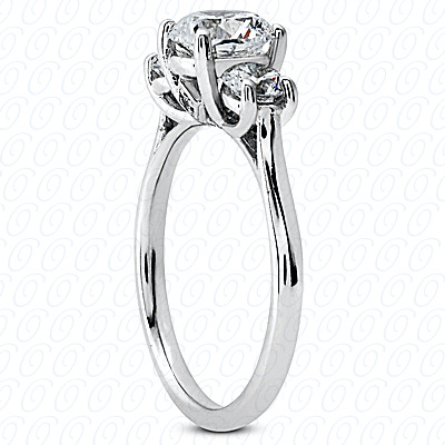 14 Karat White Gold  Cut Diamond Unique Engagement Ring 