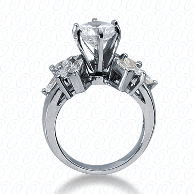 14 Karat White Gold  Cut Diamond Unique Engagement Ring 