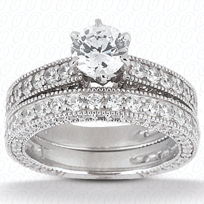 14 Karat White Gold  Cut Diamond Unique Engagement Ring 