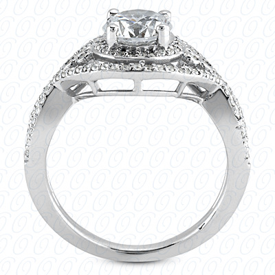 14 Karat White Gold  Cut Diamond Unique Engagement Ring 