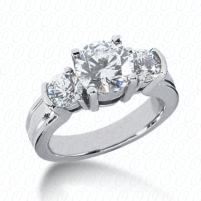 14KP Round  Cut Diamond Unique <br>Engagement Ring 1.00 CT. Three Stones Style