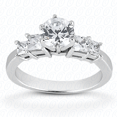 14 Karat White Gold  Cut Diamond Unique Engagement Ring 