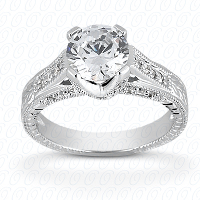14 Karat White Gold  Cut Diamond Unique Engagement Ring 
