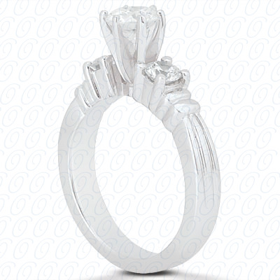 14 Karat White Gold  Cut Diamond Unique Engagement Ring 