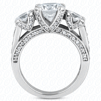 14 Karat White Gold  Cut Diamond Unique Engagement Ring 