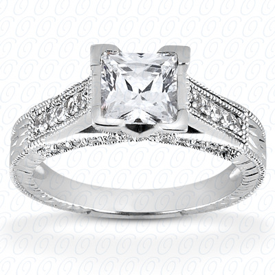 14 Karat White Gold  Cut Diamond Unique Engagement Ring 