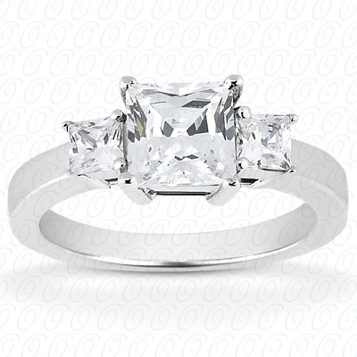 14KP Princess  Cut Diamond Unique Engagement Ring 0.34 CT. Three Stones Style