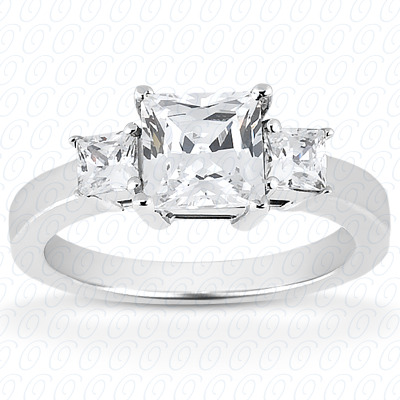 14KP Princess  Cut Diamond Unique Engagement Ring 0.34 CT.