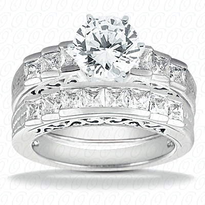 14 Karat White Gold  Cut Diamond Unique Engagement Ring 