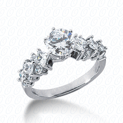 14 Karat White Gold  Cut Diamond Unique Engagement Ring 