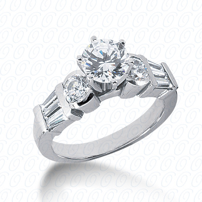 14 Karat White Gold  Cut Diamond Unique Engagement Ring 