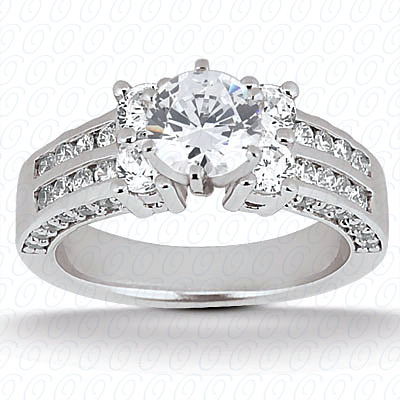 14 Karat White Gold  Cut Diamond Unique Engagement Ring 
