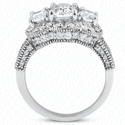 14 Karat White Gold  Cut Diamond Unique Engagement Ring 