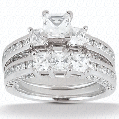 14 Karat White Gold  Cut Diamond Unique Engagement Ring 