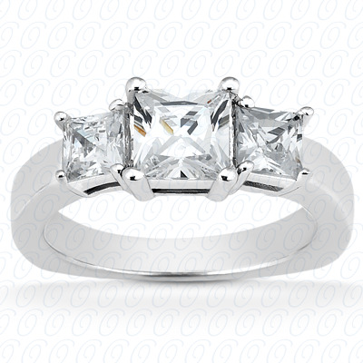 14KP Princess  Cut Diamond Unique Engagement Ring 0.34 CT.