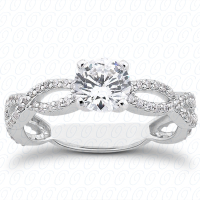14 Karat White Gold  Cut Diamond Unique Engagement Ring 