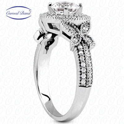 0.31 CT. 14 Karat Pink Gold Halo Petite  Cut Diamond Engagement Ring Petite Style
