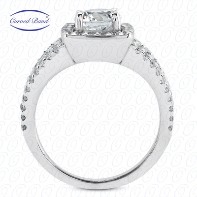 14 Karat White Gold  Cut Diamond Unique Engagement Ring 