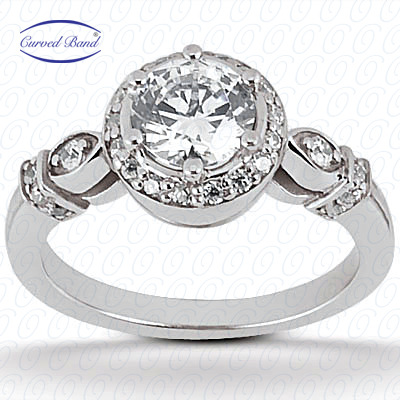 14 Karat White Gold  Cut Diamond Unique Engagement Ring 