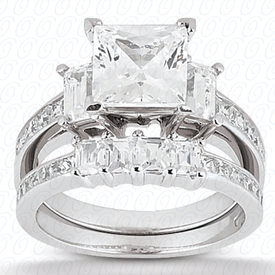 14 Karat White Gold  Cut Diamond Unique Engagement Ring 