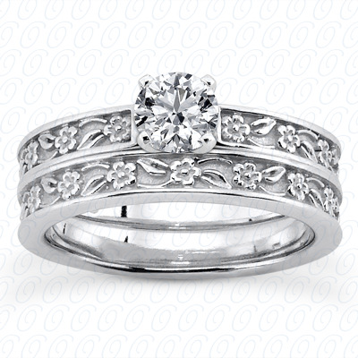 14 Karat White Gold  Cut Diamond Unique Engagement Ring 