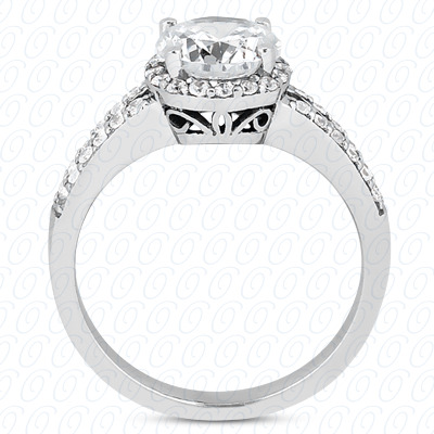 14 Karat White Gold  Cut Diamond Unique Engagement Ring 