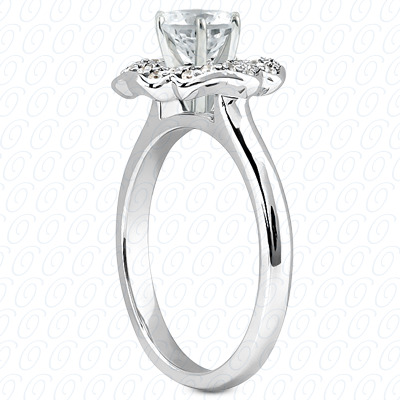 14 Karat White Gold  Cut Diamond Unique Engagement Ring 