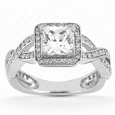 14 Karat White Gold  Cut Diamond Unique Engagement Ring 