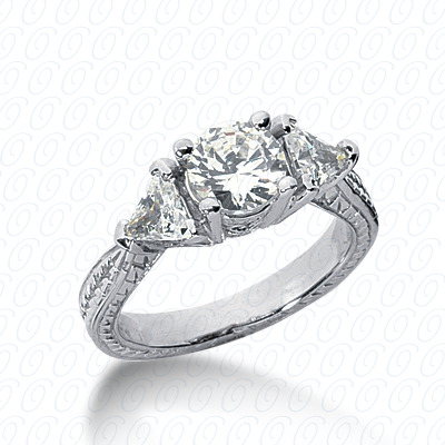 14 Karat White Gold  Cut Diamond Unique Engagement Ring 