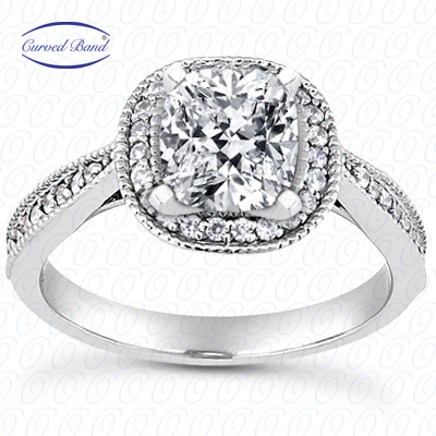 14 Karat White Gold  Cut Diamond Unique Engagement Ring 