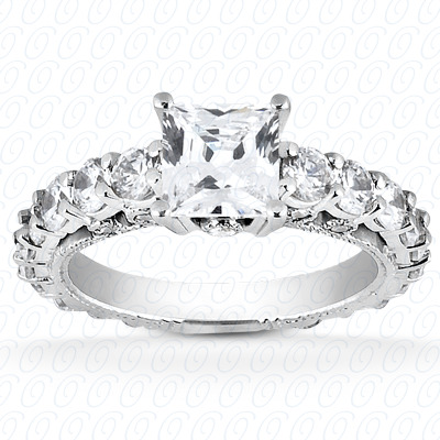 14 Karat White Gold  Cut Diamond Unique Engagement Ring 