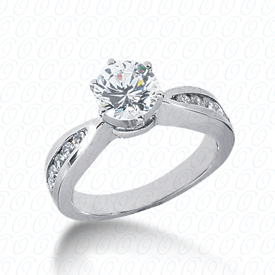 14 Karat White Gold  Cut Diamond Unique Engagement Ring 