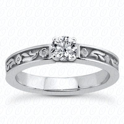 14 Karat White Gold  Cut Diamond Unique Engagement Ring 
