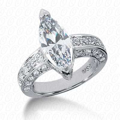 14 Karat White Gold  Cut Diamond Unique Engagement Ring 