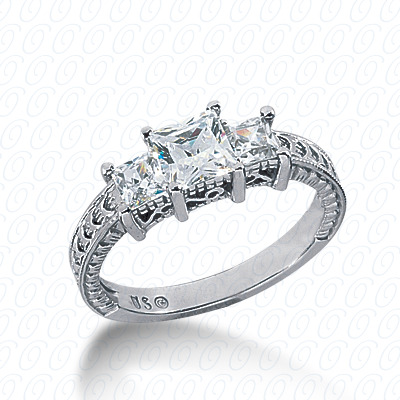 14 Karat White Gold  Cut Diamond Unique Engagement Ring 