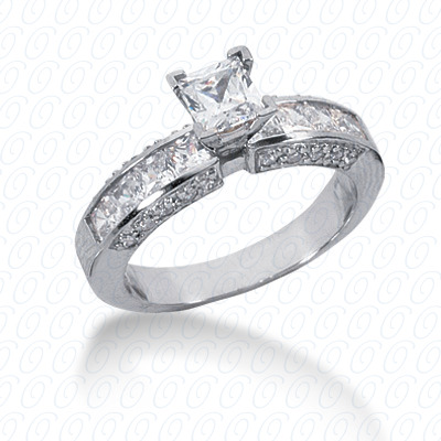 14 Karat White Gold  Cut Diamond Unique Engagement Ring 
