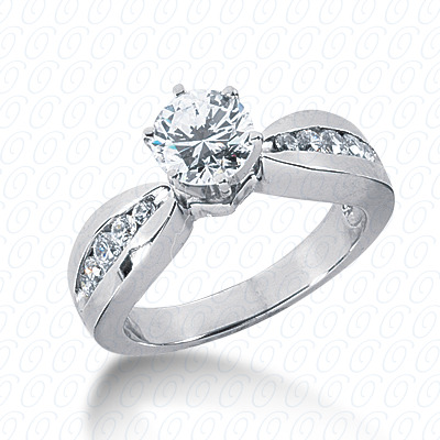 14 Karat White Gold  Cut Diamond Unique Engagement Ring 