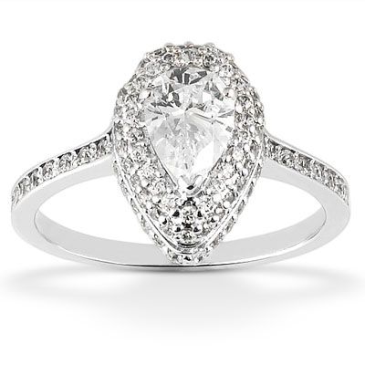 14 Karat White Gold  Cut Diamond Unique Engagement Ring 