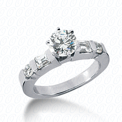 14 Karat White Gold  Cut Diamond Unique Engagement Ring 