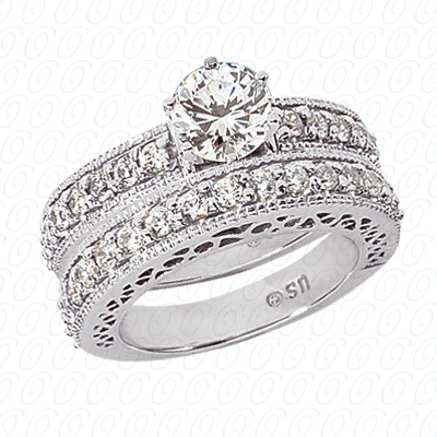 14 Karat White Gold  Cut Diamond Unique Engagement Ring 