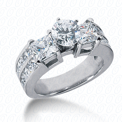 14 Karat White Gold  Cut Diamond Unique Engagement Ring 